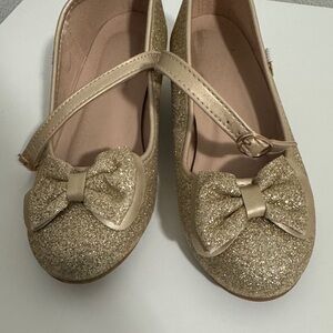 Glittery Gold Kids Shoes with Bow